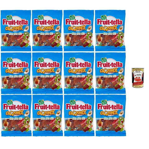 Fruittella Crazy Mix Snack Kuchen & Backwaren Fruittella Crazy Mix Gummiband, verschiedene Obstgeschmack, mit Fruchtsaft, glutenfrei, 12x 175g Original italienisch inkl. Italian Gourmet Polpa 400g 8032804040014