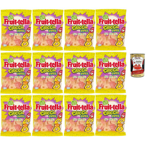 Fruittella Cuicci Snack Kuchen & Backwaren Fruittella Cuicci frizz, Gummibon, verschiedene Obstgeschmack, mit Fruchtsaft, glutenfrei, 12x 175 g Original italienisch inkl. Italian Gourmet Polpa 400g 8032804040014