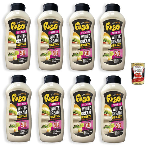 FUSO Cocktailsaucen FUSO Formaggio White Cream in Squeeze, Weiß Creme Käse, burger sauce, Cheese sauce, 8x 950 g Original italienisch inkl. Italian Gourmet Polpa 400g 8032804040014