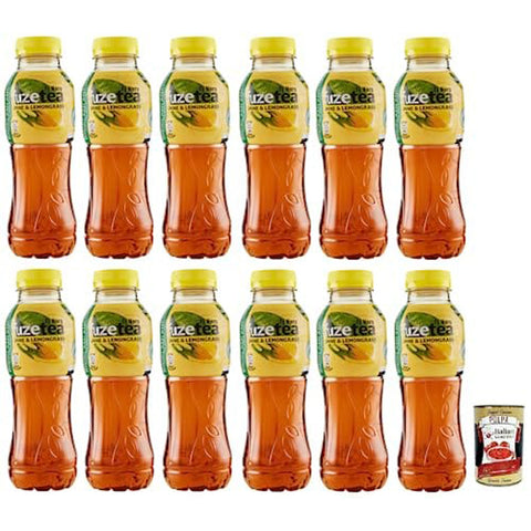 Fuze tea Limone Eistee Zitrone Schwarzer Tee mit einer Zitronengras Note Erfrischungsgetränk Alkoholfrei Einweg-PET-Flasche 400 ml 12x italienisch Original