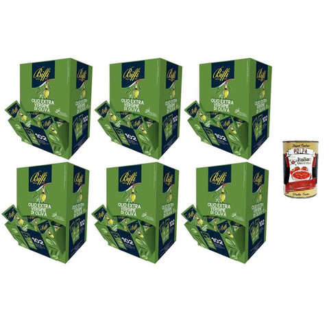 Gaia Oliven Gaia Biffi Extra Vergine Olivenöl 102 Portionsbeutel pro Beutel 6er-Pack 10 ml italienisch Original Pastasauce + kostenlos polpa 400 g