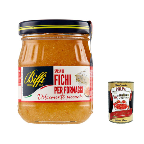 Gaia Biffi Feigen Senfsauce für Käse Senapata -Sauce basierend auf kandierten Feigen 100 g 6x italienisch Original Pastasauce + kostenlos polpa 400 g