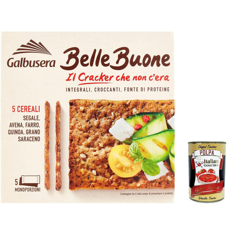 Galbusera Belle Buone Vollkorn Cracker mit 5 Müsli : Rye Hafer geschrieben Quinoa und Buchweizen. 200 g 3x italienisch Original + kostenlos polpa 400 g