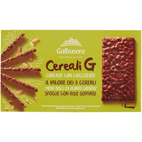 Galbusera Crackers Galbusera Cereali G Crackers Puffreis mit Schokolade überzogen snack 150g Die Packung enthält 5 Portionen von 2 Crackern 3x Original italienisch 8002190002989