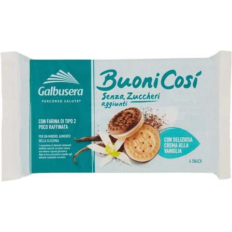 Galbusera Kekse Galbusera Buoni così Con Crema Vaniglia Butterkeks mit Vanillecreme 160 g 6x italienisch Original Kekse 8002190001838