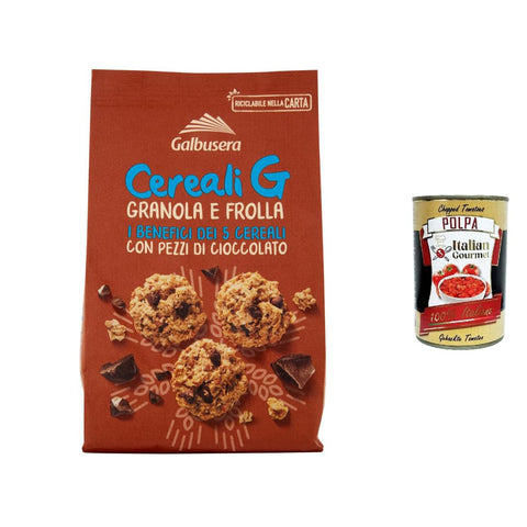 Galbusera Kekse Galbusera Cereali G Granola e Frolla Shortbread Kekse mit Müsli und Schokoladenstücke cookies biscuits 300g 6x Original italienisch inkl. Italian Gourmet Polpa 400g 8002190006529