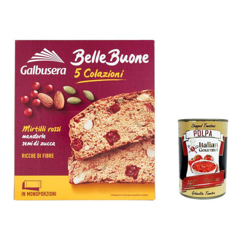 Galbusera Knabberartikel Galbusera belle buone Scheiben Mit Preiselbeeren Mandeln Kürbiskernen 200 g 6x italienisch Original Pastasauce + kostenlos polpa 400 g 8002190006345