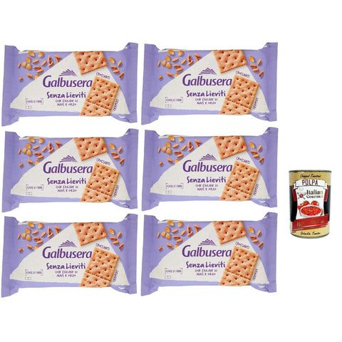 Galbusera Senza Chips Galbusera Senza Lieviti Cracker con Farine di Mais e Orzo Cracker mit Maismehl und Gerste hefellos 6x300 g italienisch Original + kostenlos polpa 400 g 8032804040014