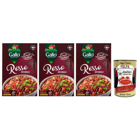 Gallo Reis Gallo Riso Gallo Riso Rosso Integrale Vollkorn Roter Reis 100% Reis Ideal als Beilage oder zur Zubereitung 3x italienisch Original 8001420005226