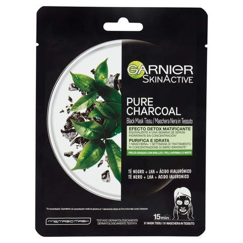 Garnier Gesichtsmasken & -kuren Garnier Pure Charcoal Stoffmaske, feuchtigkeitsspendend für normale oder Mischhaut, 28 g, 4 Stück Original italienisch 3600542097130
