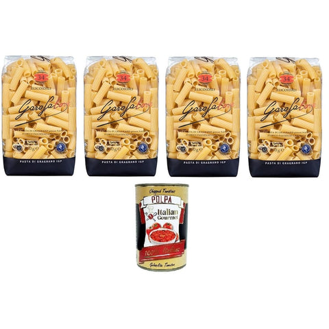 GAROFALO Kurze Pasta GAROFALO Elicoidali N°34 Nudeln aus Hartweizengrieß Gragnano IGP 4x500gr Original italienisch inkl. Italian Gourmet Polpa 400g 8000139000409