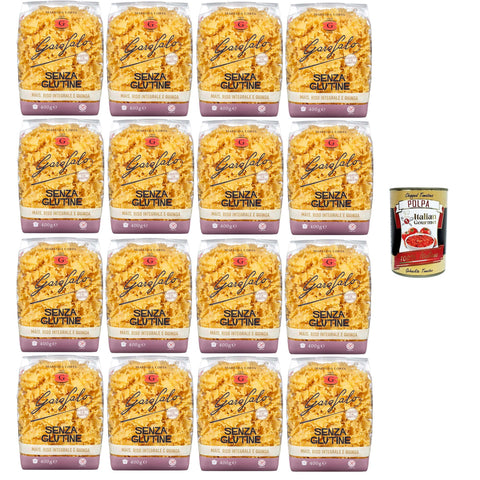 Garofalo Mafalda Corta Glutenfreie Pasta, Glutenfreie Pasta aus Mais, Naturreis und Quinoa 16x400gr inkl. Italian Gourmet polpa 400g Original italienisch