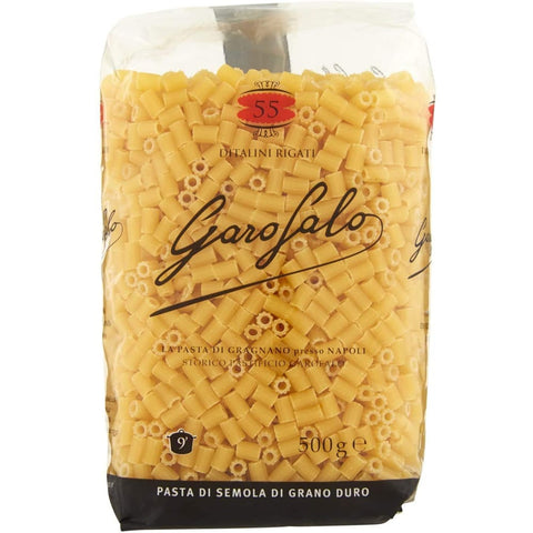 Garofalo Kurze Pasta Garofalo Pasta di Gragnano IGP Ditalini Rigati N° 55 Hartweizengrieß Pasta 100% Neapolitanische Pasta Kurze Pasta Packung mit 500 g 5x italienisch Original 8000139000553