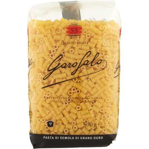 GAROFALO Kurze Pasta GAROFALO Pasta di Gragnano IGP Ditalini Rigati N° 55 Hartweizengrieß Pasta 100% Neapolitanische Pasta Kurze Pasta Packung mit 500g 10x Original italienisch 8000139000553