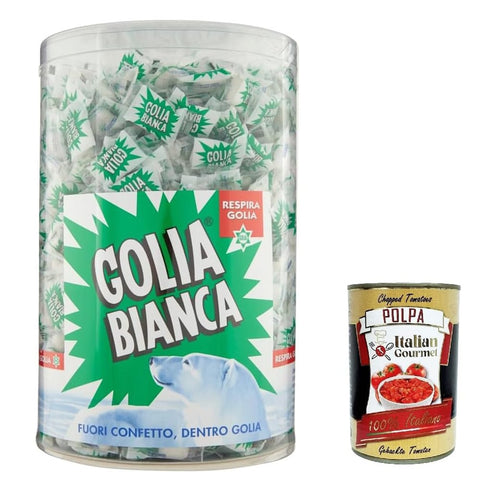 Golia Snack Kuchen & Backwaren Golia Bianca Caramelle Dure Algusto Menta e Liquirizia, Harte Süßigkeiten für Minzgeschmack und Süßholz 800g Original italienisch inkl. Italian Gourmet Polpa 400g 8032804040014
