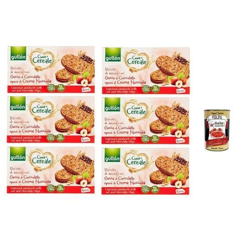 Gullón Cuor Snack Kuchen & Backwaren Gullón Cuor Di Cereali Con Crema Alla Nocciola Kekse mit Hafer- und mit Haselnusscremefüllung 6x220 g italienisch Original + kostenlos polpa 400 g 8032804040014