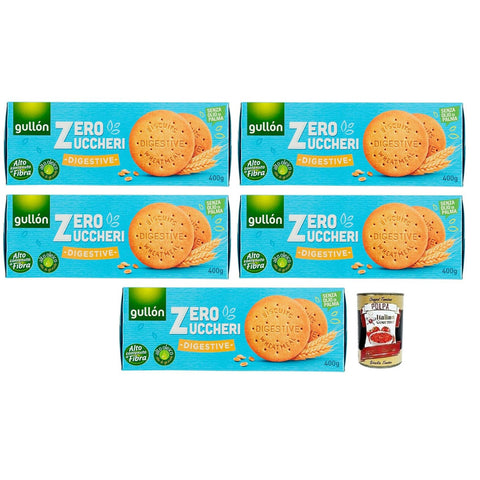 Gullon Digestive Biscotti Integrali Zero Zuccheri,Vollkornkekse mit Süßungsmitteln Zuckerfreie,Packung mit 400 g italienisch Original