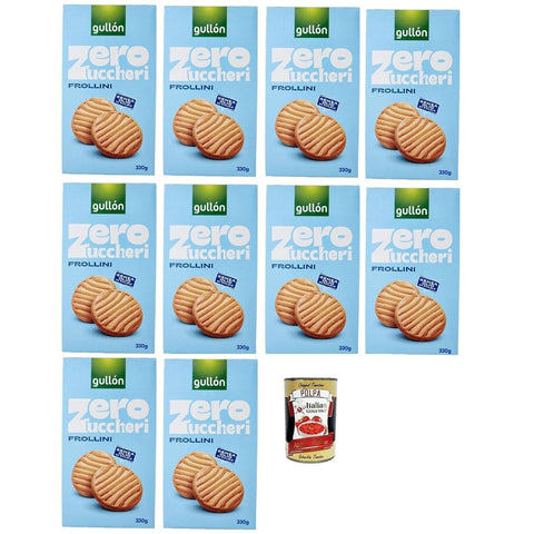 Gullon Frollini Integrali Zero Zuccheri, Vollkornkekse mit Süßungsmitteln Zuckerfreie, 10x 330 g italienisch Original