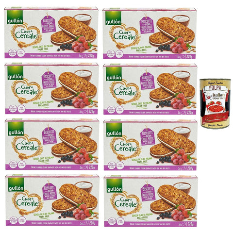 Gullon Cuor di Cereale Kekse mit Hafer und roten Früchten mit Joghurtcremefüllung 8x220g Original italienisch