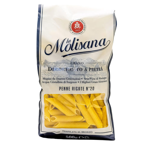 La Molisana Penne Rigate N°20 - 24x 500g - Original italienisch italienische Penne Pasta, Nudeln aus Hartweizengrieß, mit geriffelter Oberfläche, Trafilata al bronzo
