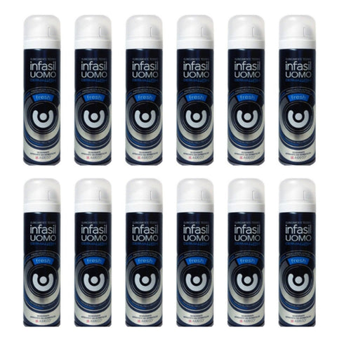Infasil Deo Spray Men Fresh Derma 48h Deo männliche Anti Geruch 12x italienisch Original Deodorant