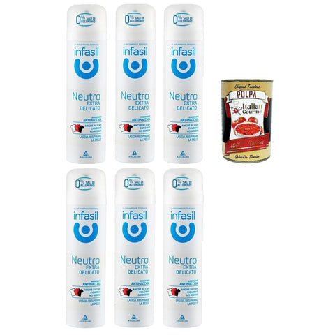 Infasil Deo Infasil Deodorant-Spray neutral extra sanft fleckenabweisende Formel ohne Aluminiumsalze wirksam bis zu 24 Stunden 6x150 ml italienisch Original + kostenlos polpa 8000036021620