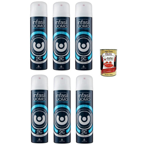 Infasil Deo Infasil Deospray für Herren Derma 48h Fresh mit Molekül 2C intensive Frische Deo 6x150 ml italienisch Original Deodorant + kostenlos polpa 400 g 8000036021682