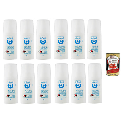 Infasil Neutro extra delicato Neutral extra sanft Deo Vapo kein Gas ohne Aluminiumsalze Fleckenschutz Deodorant 12x70 ml italienisch Original + kostenlos polpa 400