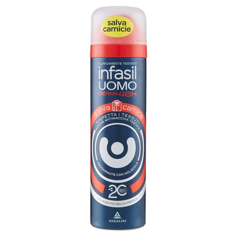 Infasil Uomo Derma 48H Rettungsmittel, Deodorant für Herren, Anti-Flecken, mit Molekül 2C, das unangenehme Gerüche aufnimmt, Wirksamkeit bis zu 48 Stunden, 150