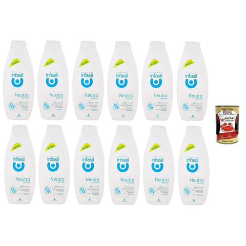 Infasil Duschgel Infasil Duschgel, neutral, sanft, klinisch getestet und hautfreundlich, Schaumbad 12x 500 ml Original italienisch inkl. Italian Gourmet Polpa 400g 8032804040014