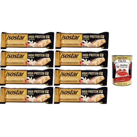 Isostad Proteinriegel Isostad Barretta Hig Protein 30% Vaniglia Mirtilli Rossi Riegel mit hohem Proteingehalt, 30 % Vanille-Cranberries 8x 55gr Original italienisch inkl. Italian Gourmet Polpa 400g 0