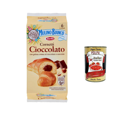 Mulino Bianco Chocolate Croissants ohne Additive Konservierungsmittel 6 Stücke brioche 300 g 3x italienisch Original Pastasauce + kostenlos polpa 400 g
