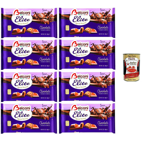 Balconi Elite Special Moments Chocolate cream Wafers Schokoladencremewaffeln 8x86 g italienisch Original Pastasauce + kostenlos polpa 400 g
