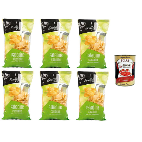 Scelto Più Patatine classiche con olio girasole Klassische Chips mit Sonnenblumenöl 6x500 gr italienisch Original