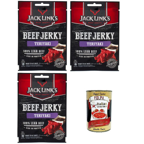 Carne bovina marinata in salsa Teriyaki getrocknetes Rindfleisch 3x25 g italienisch Original + kostenlos Polpa di Pomodoro 400 g