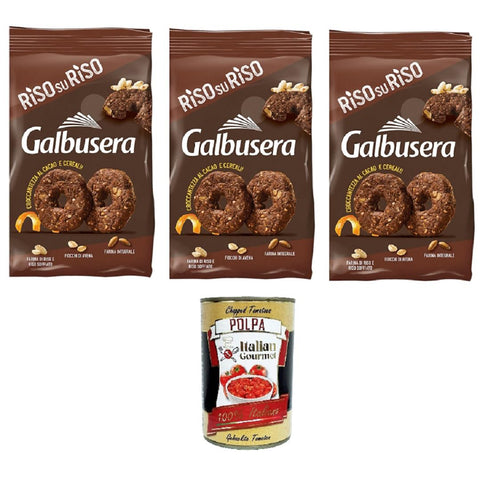 Galbusera RISOSURISO Mürbebrot mit Reis, Getreide und Kakao 3x290 gr Brot & Backwaren italienisch Original