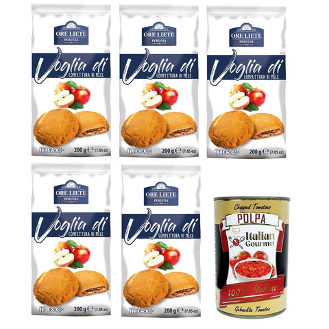 Perugia Ore Liete Voglia Di Biscotti di frolla ripieni di Confettura alle MeleLust auf Mürbeteigkekse gefüllt mit 5x200g Original italienisch