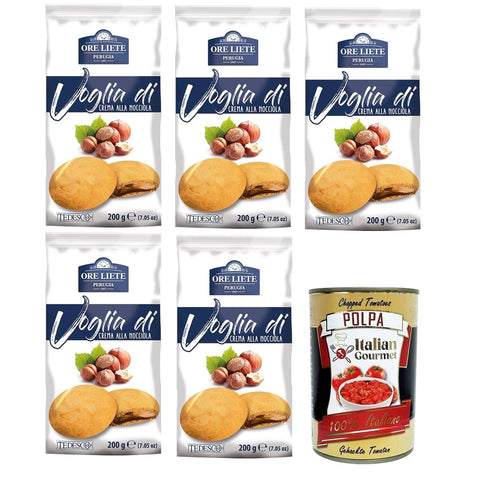Perugia Ore Liete Voglia Di Biscotti di frolla ripieni di Crema alla Nocciola Lust auf Mürbeteigkekse gefüllt mit 5x200g Original italienisch