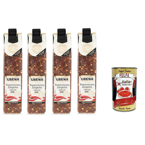 UBENA Peperoncino Jalapeño In Fiocchi Jalapeño-Chili-Flocken intensive Schärfe ideal für exotische Gerichte Gyros und Chili con Carne Clip-Beutel-Format 4x25 g