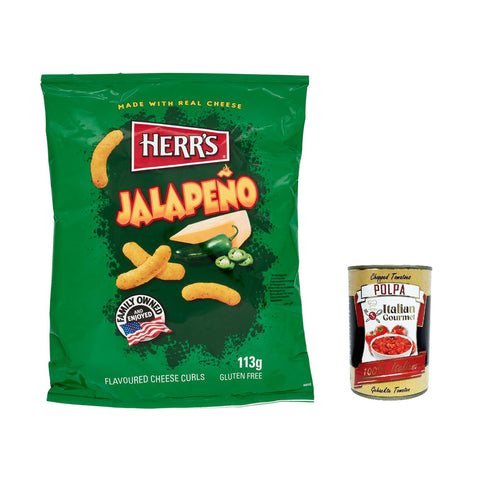 Herr's Jalapeño Cheese Curls Kartoffel chips Jalapeño-Käse Geschmack 113 g 6x italienisch Original Kartoffelchips + kostenlos polpa 400 g