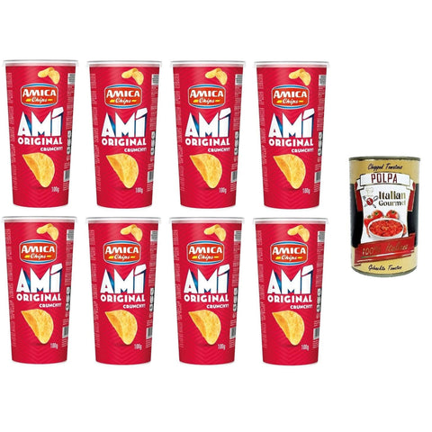 Amica Chips AMI' Crunchy Original 8x100 g italienisch Original Kartoffelchips + kostenlos polpa 400 g