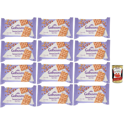 Galbusera Senza Lieviti Cracker con Farine di Mais e Orzo Cracker mit Maismehl und Gerste hefellos 12x300 g italienisch Original + kostenlos polpa 400 g