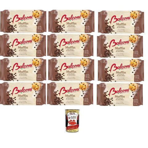 Balconi Muffin Con gocce di Cioccolato Muffins mit Schokoladenstückchen 12x240g + Italian Gourmet polpa 400gr