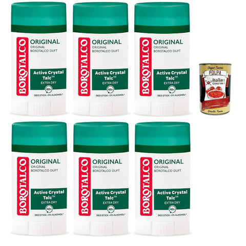 Borotalco Deo Original - Deo Stick - 48 Stunden Wirksamkeit - Formel mit Active Crystal Talc für dreifachen Schutz gegen Schweiß - 0% Alkohol Deodorant, 6x40 ml