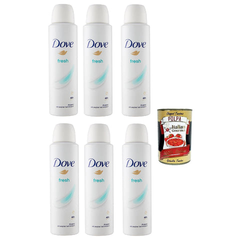 Dove Deodorant Spray fresh anti-perspirant deo Mit feuchtigkeitsspendenden und empfindlichen Formel auf der Haut ohne Alkohol 48 Stunden 6x150 ml italienisch