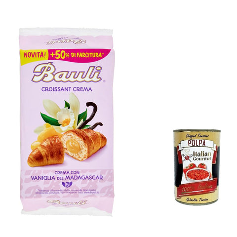 Bauli Cornetti Croissant brioche kekse kuchen mit creme Custard mit Madagaskar - Vanille (300g) italien 12x 6x 50g inkl. Italian Gourmet polpa 400g Original italienisch