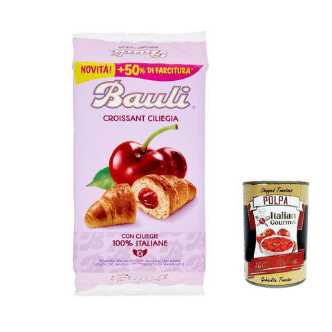 Bauli Cornetti Ciliegia Croissant Kirsch brioche kuchen 100% Italienische Kirschen (6 x 50g) 300g 6x Original italienisch inkl. Italian Gourmet Polpa 400g