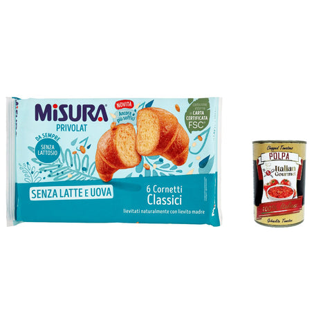 Misura Cornetti Classici Privolat Klassische Croissants, ohne Milch und Eier 6x 240g inkl. Italian Gourmet polpa 400g Original italienisch