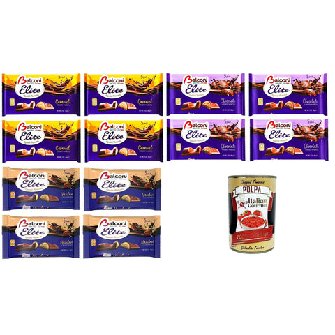 Balconi Elite Special Moments Testpaket Chocolate,Halzenut,Karamel cream Wafers 16x 86gr Original italienisch inkl. Italian Gourmet Polpa 400g