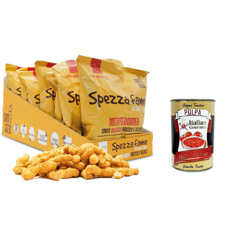 Sano e Sazio Snack Proteico Biologico al gusto Mediterraneo - Packung (8 Stück x )praktischer und schneller Hungerstopper mit natürlichem Moringa 30 g inkl. Italian Gourmet polpa 400g Original italienisch